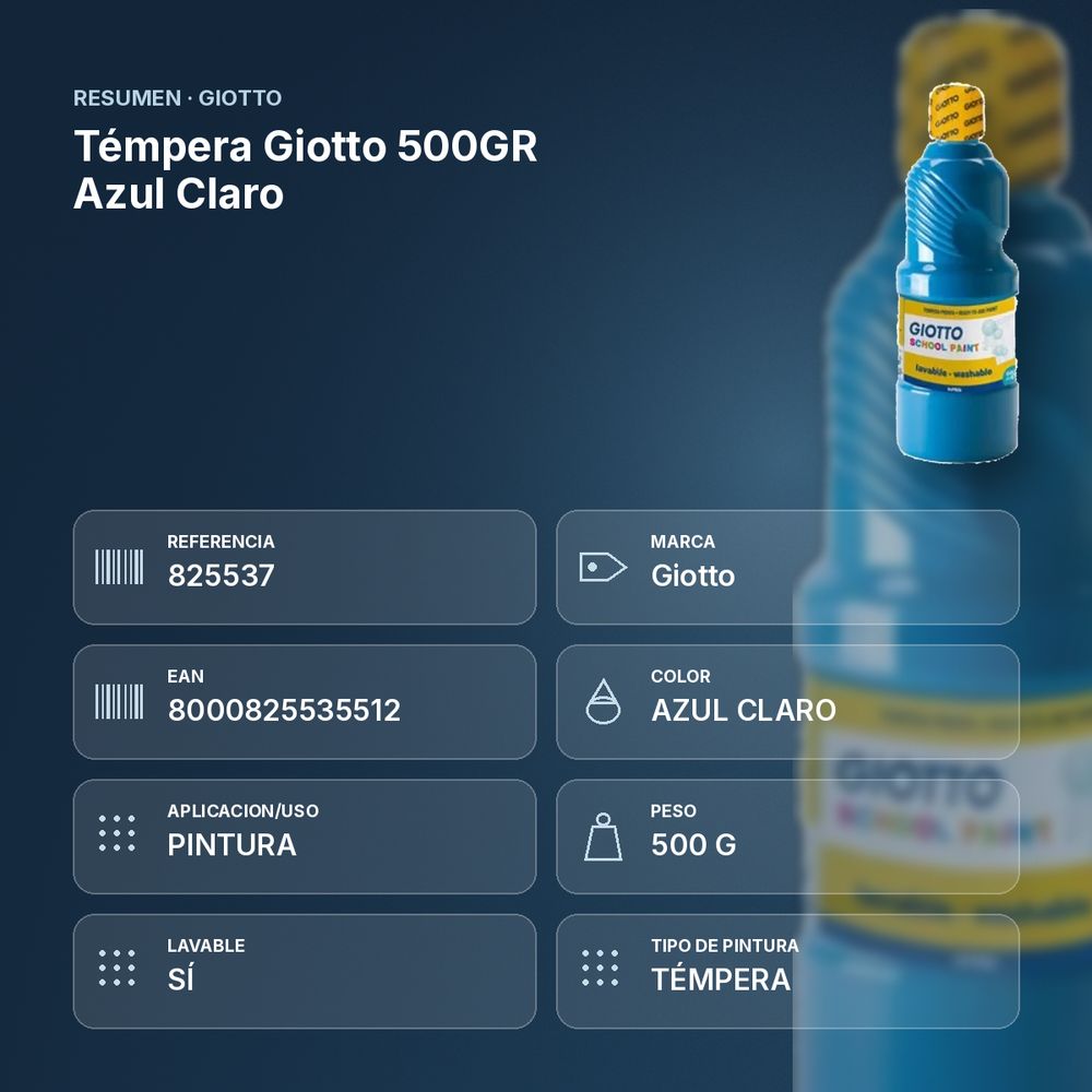 TÉMPERA GIOTTO 500GR AZUL CLARO - resumen de atributos