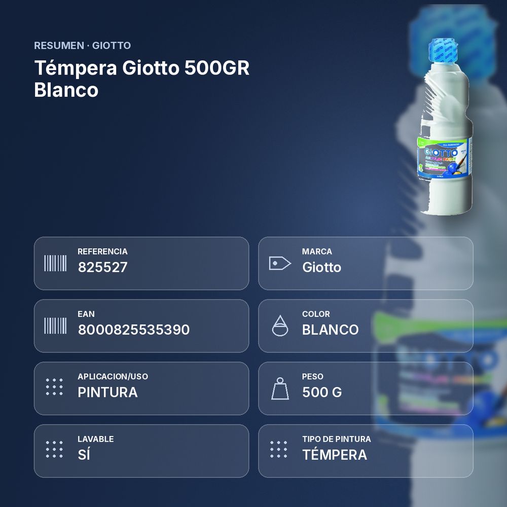 TÉMPERA GIOTTO 500GR BLANCO - resumen de atributos