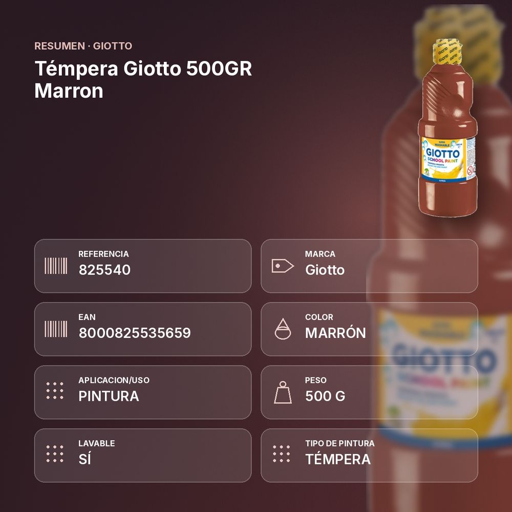 TÉMPERA GIOTTO 500GR MARRON - resumen de atributos