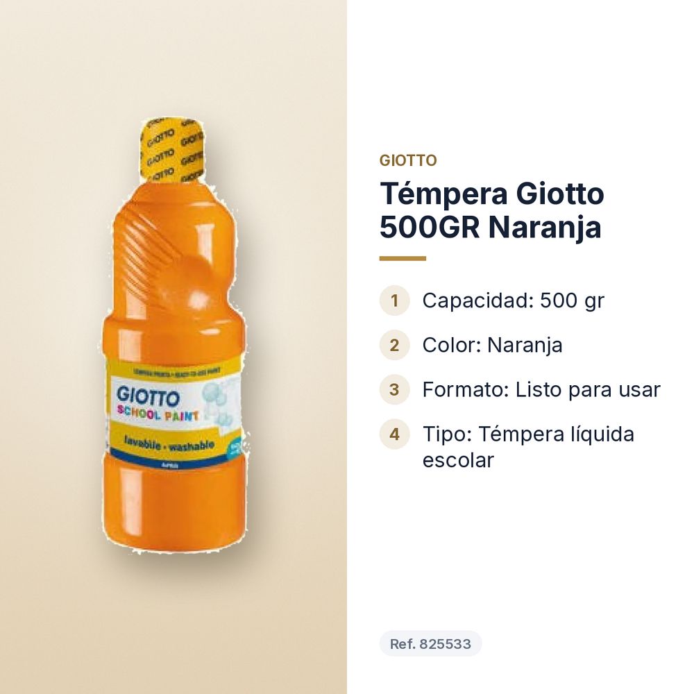TÉMPERA GIOTTO 500GR NARANJA - características principales