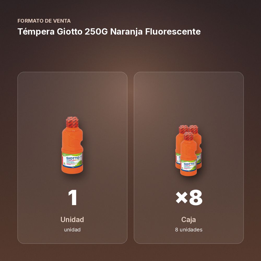 TÉMPERA GIOTTO 250G NARANJA FLUORESCENTE  - formato de venta: caja de 8