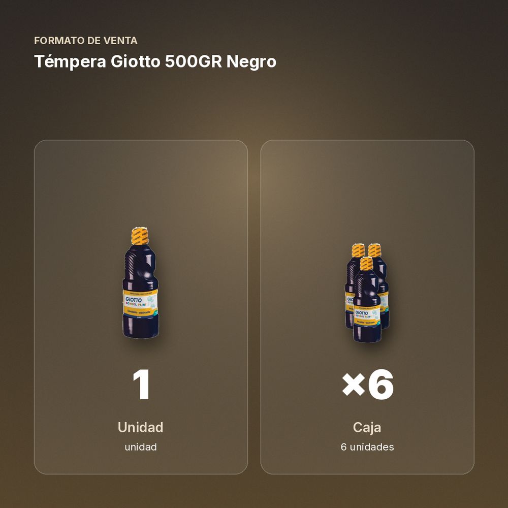 TÉMPERA GIOTTO 500GR NEGRO - formato de venta: caja de 6