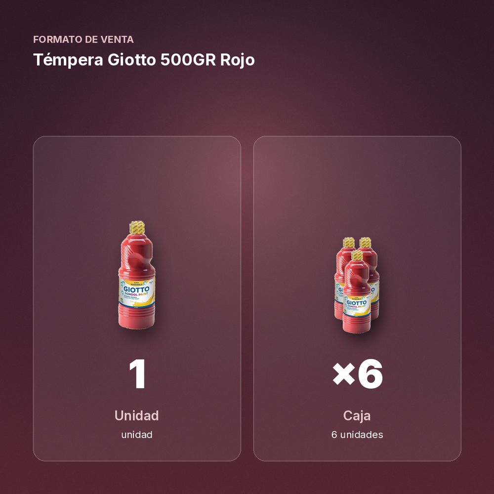 TÉMPERA GIOTTO 500GR ROJO - formato de venta: caja de 6