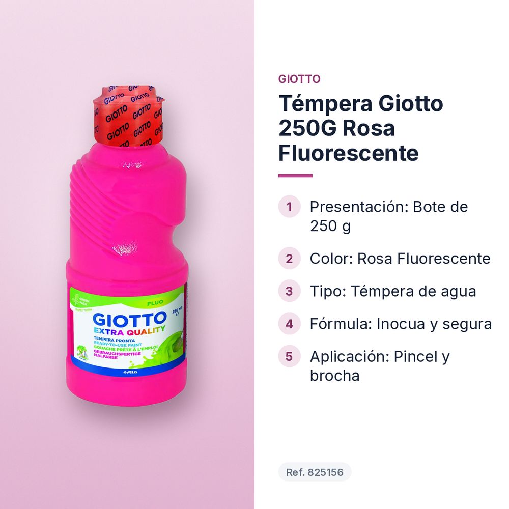 TÉMPERA GIOTTO 250G ROSA FLUORESCENTE  - características principales