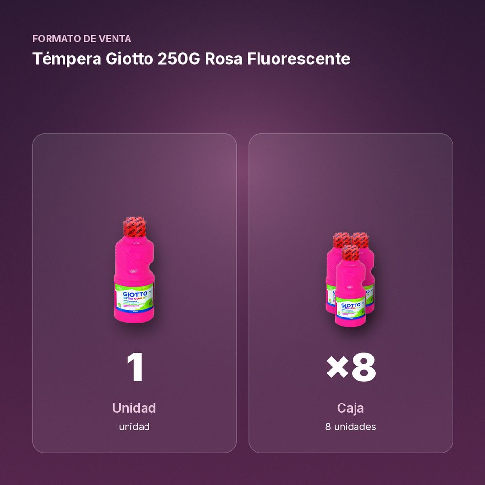 TÉMPERA GIOTTO 250G ROSA FLUORESCENTE  - formato de venta: caja de 8