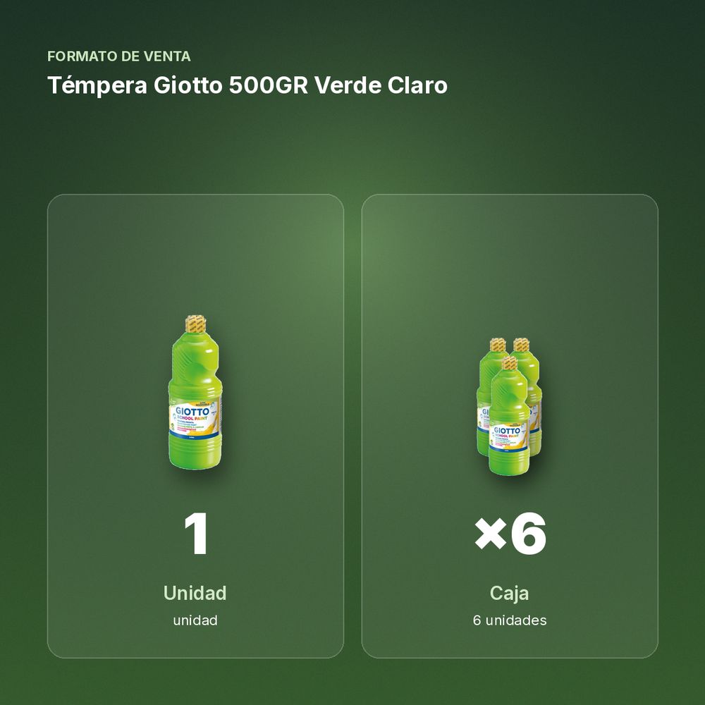 TÉMPERA GIOTTO 500GR VERDE CLARO - formato de venta: caja de 6