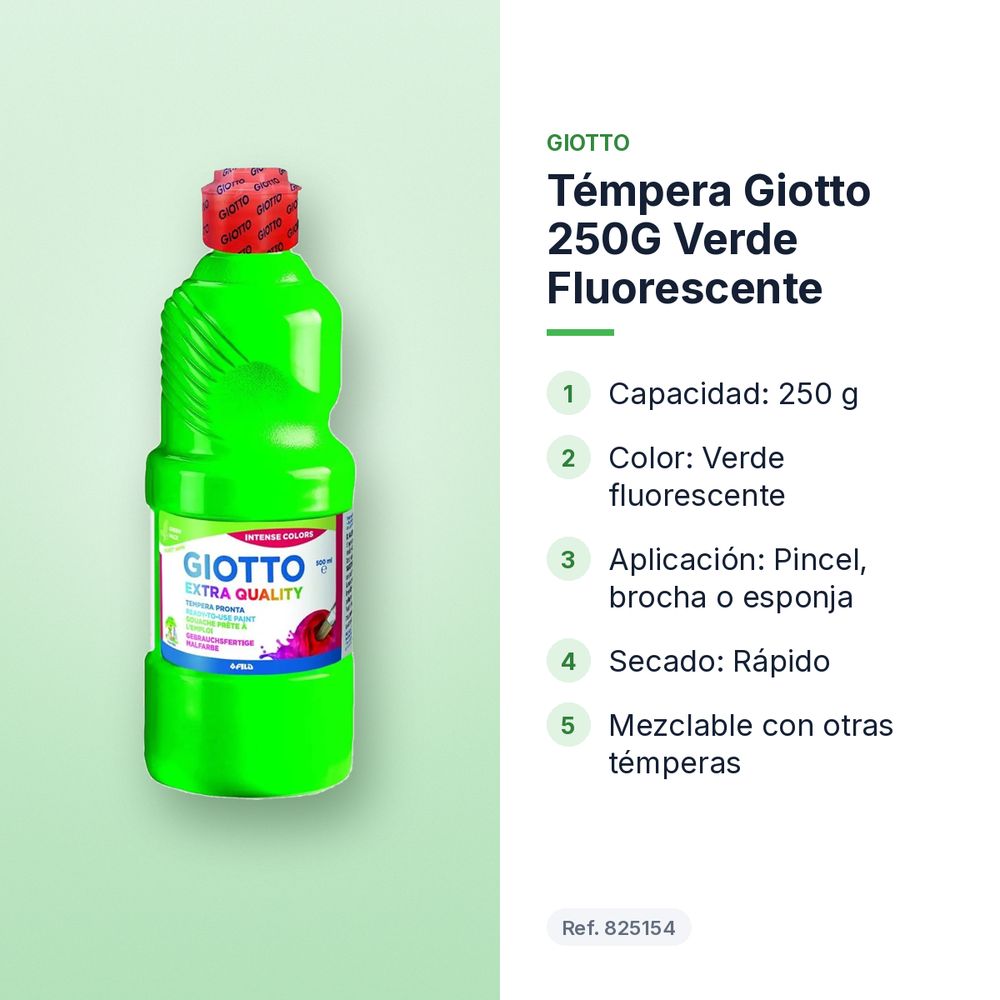 TÉMPERA GIOTTO 250G VERDE FLUORESCENTE  - características principales