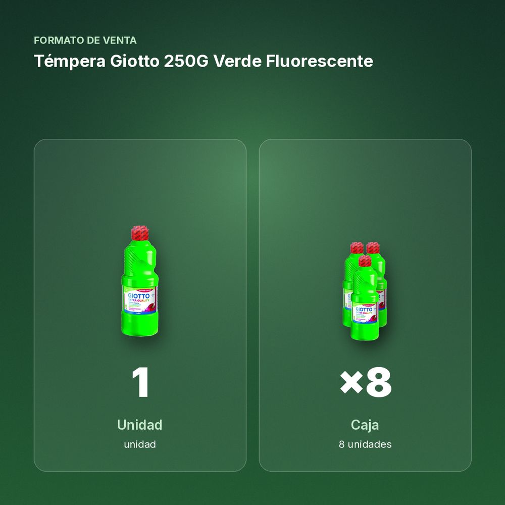 TÉMPERA GIOTTO 250G VERDE FLUORESCENTE  - formato de venta: caja de 8