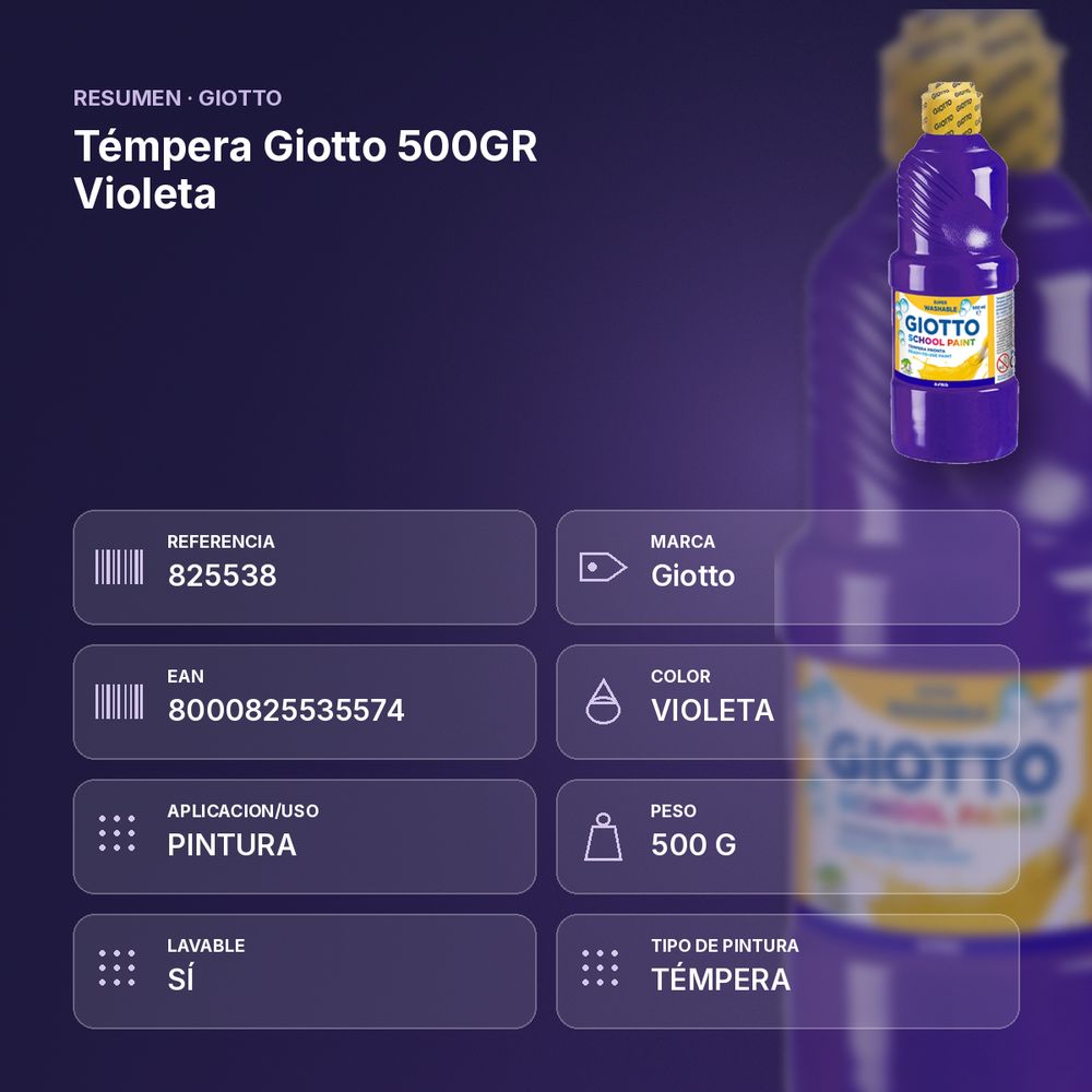 TÉMPERA GIOTTO 500GR VIOLETA - resumen de atributos