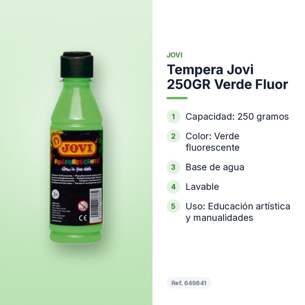 TEMPERA JOVI 250GR VERDE FLUOR - características principales