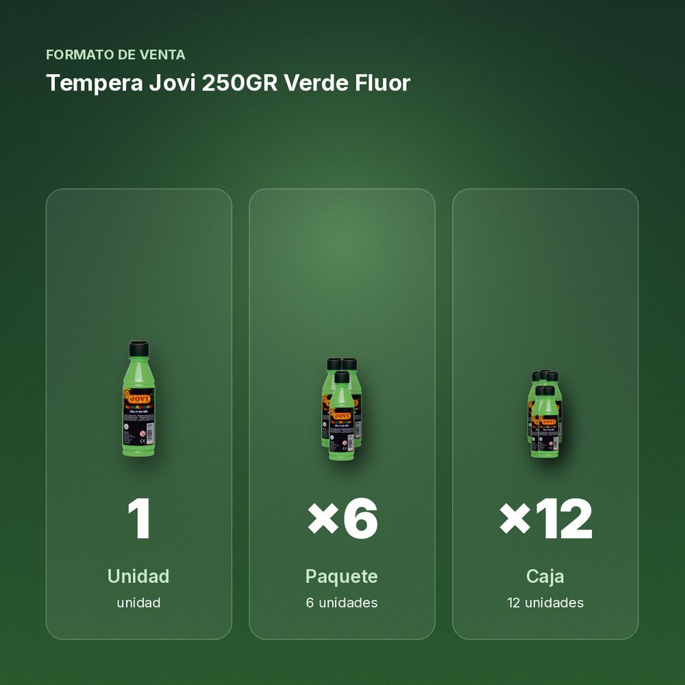 TEMPERA JOVI 250GR VERDE FLUOR - formato de venta: paquete de 6, caja de 12
