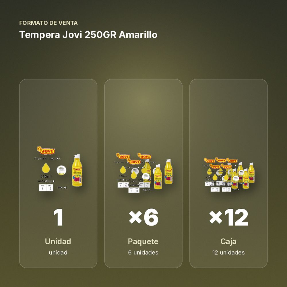 TEMPERA JOVI 250GR AMARILLO  - formato de venta: paquete de 6, caja de 12