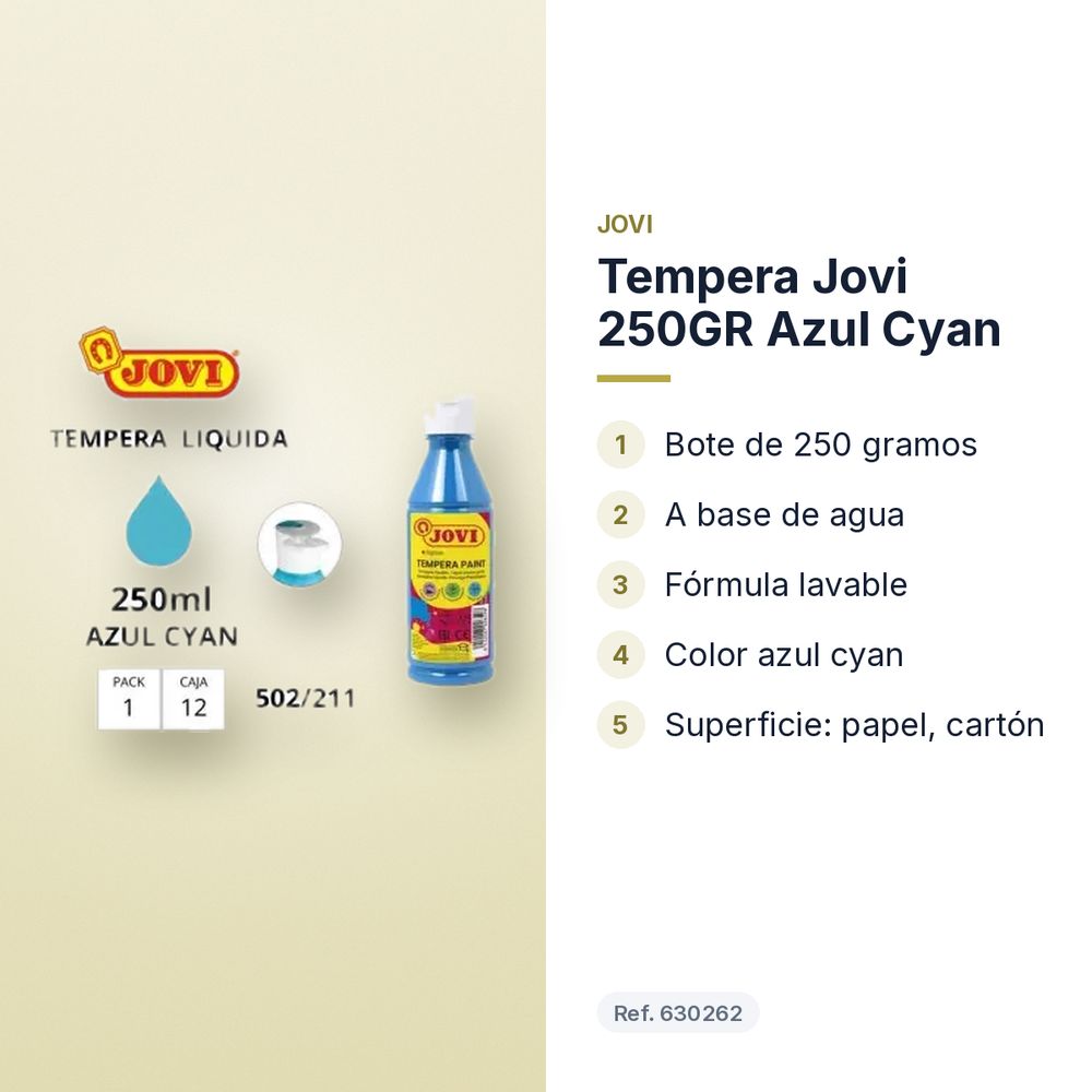 TEMPERA JOVI 250GR AZUL CYAN  - características principales
