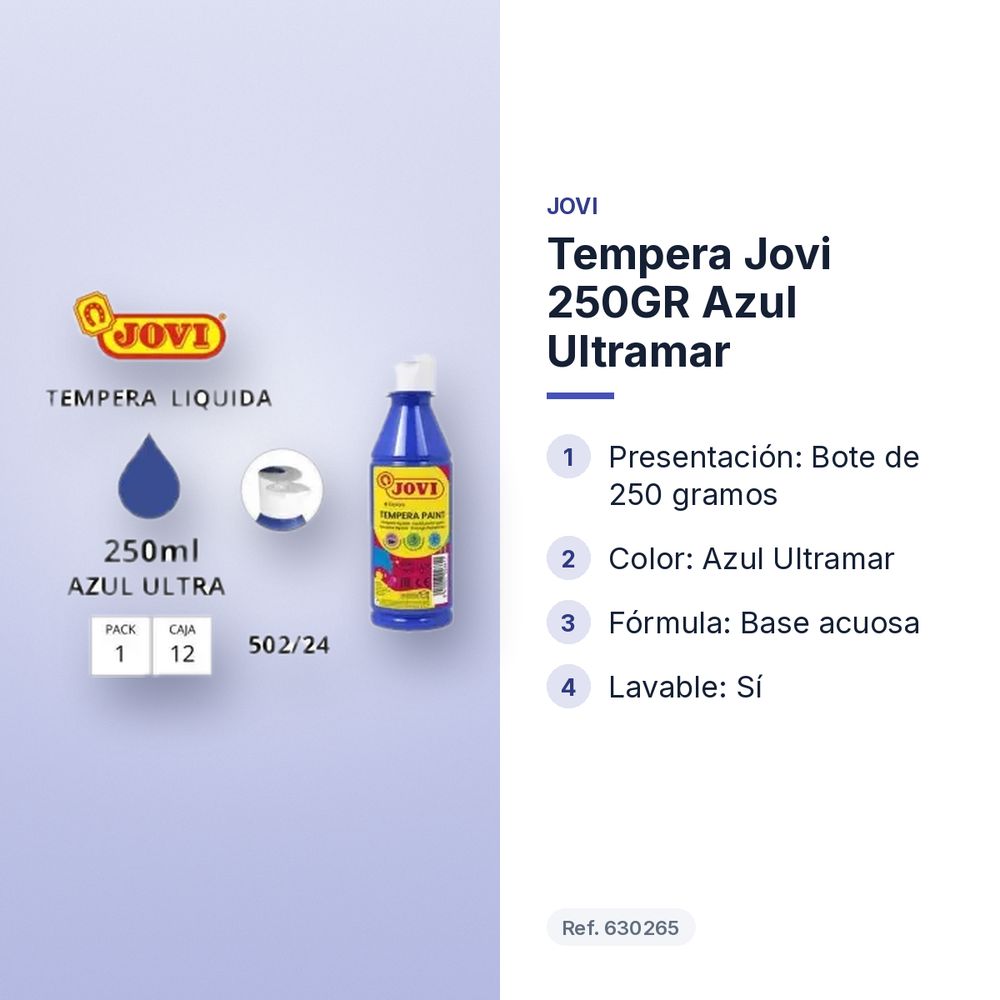 TEMPERA JOVI 250GR AZUL ULTRAMAR  - características principales