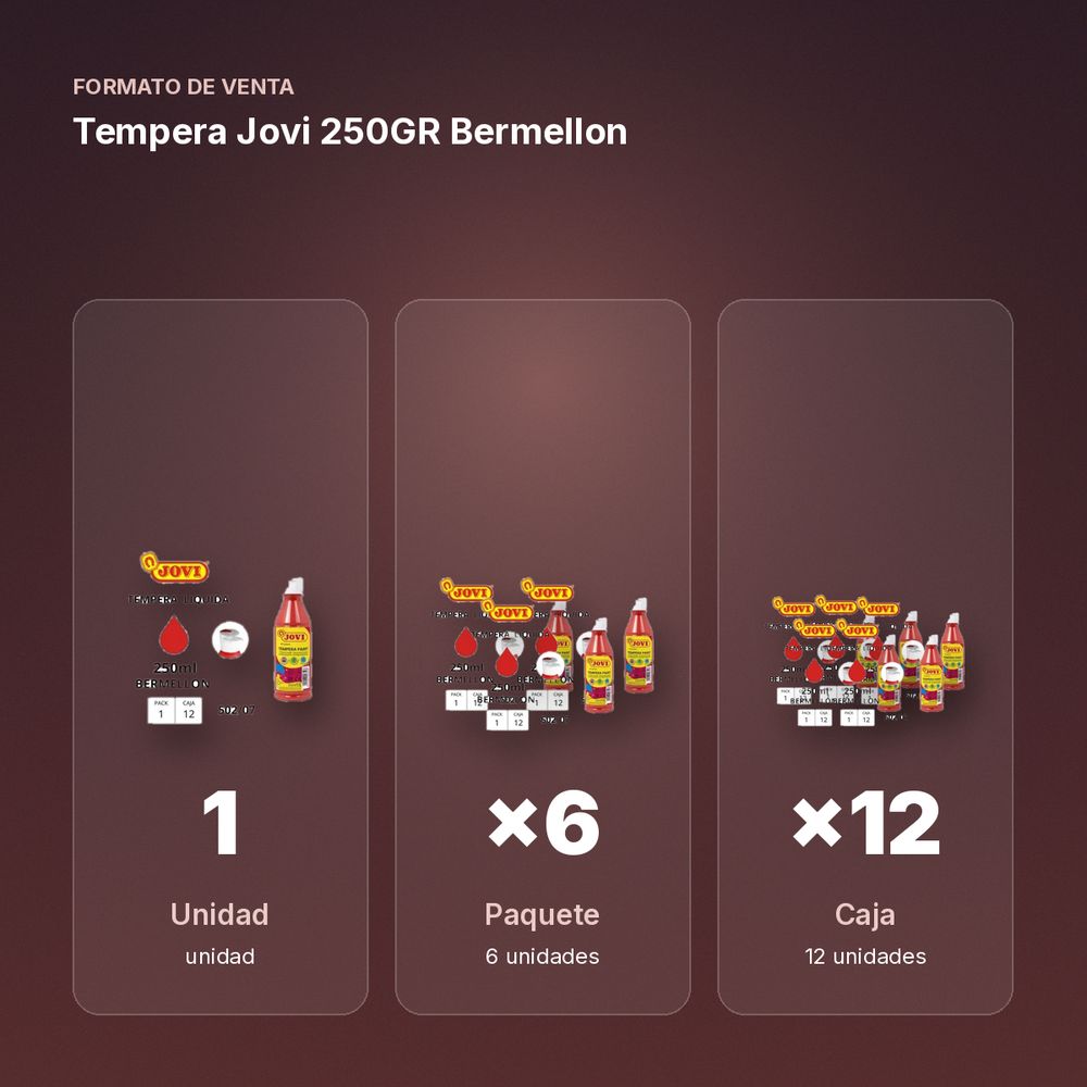 TEMPERA JOVI 250GR BERMELLON  - formato de venta: paquete de 6, caja de 12