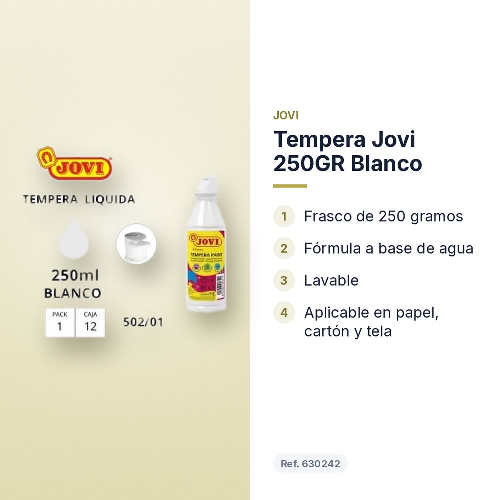 TEMPERA JOVI 250GR BLANCO  - características principales