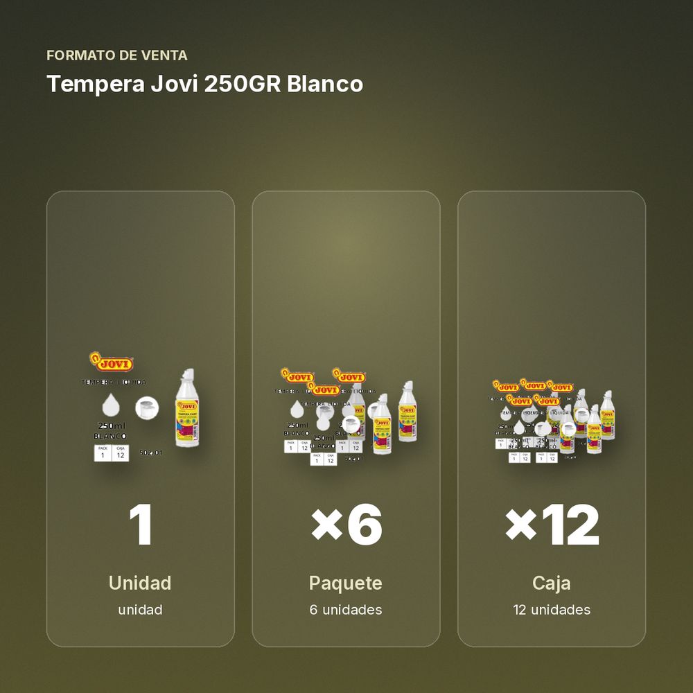 TEMPERA JOVI 250GR BLANCO  - formato de venta: paquete de 6, caja de 12