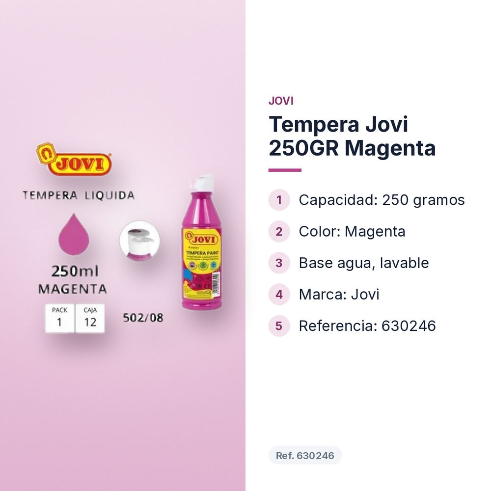TEMPERA JOVI 250GR MAGENTA  - características principales