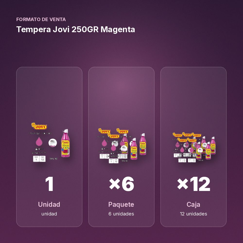 TEMPERA JOVI 250GR MAGENTA  - formato de venta: paquete de 6, caja de 12