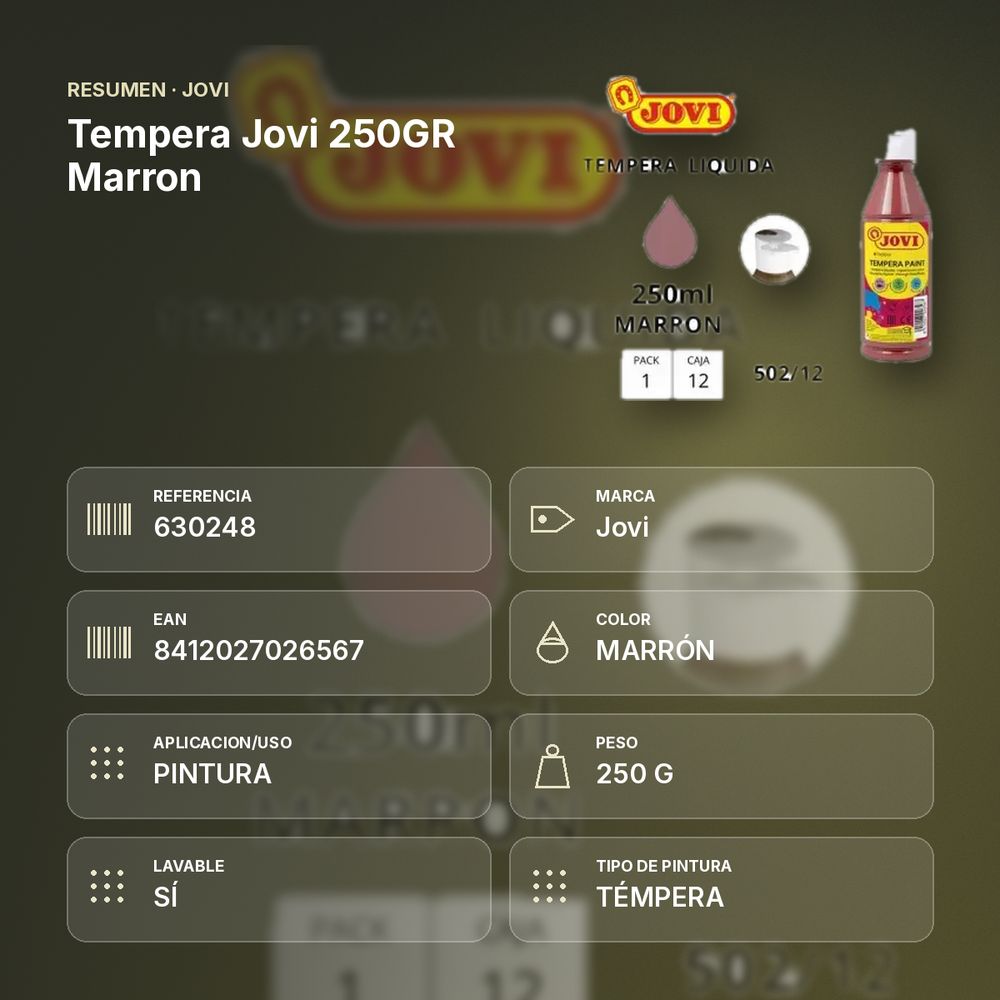 TEMPERA JOVI 250GR MARRON  - resumen de atributos