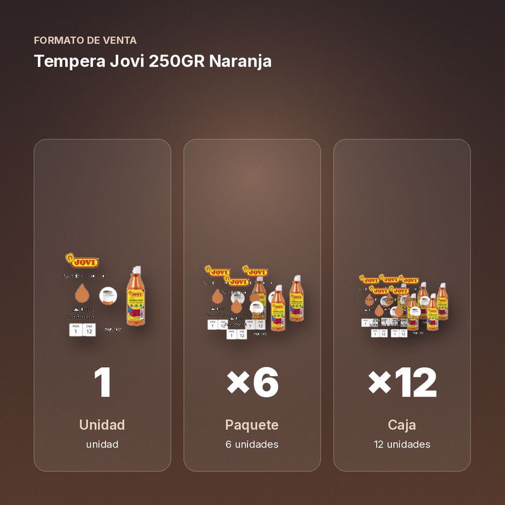 TEMPERA JOVI 250GR NARANJA  - formato de venta: paquete de 6, caja de 12