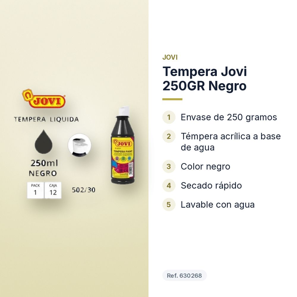 TEMPERA JOVI 250GR NEGRO  - características principales