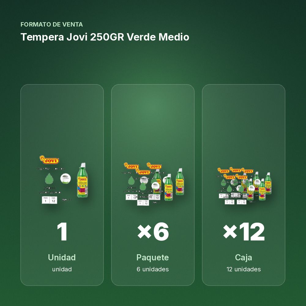 TEMPERA JOVI 250GR VERDE MEDIO  - formato de venta: paquete de 6, caja de 12