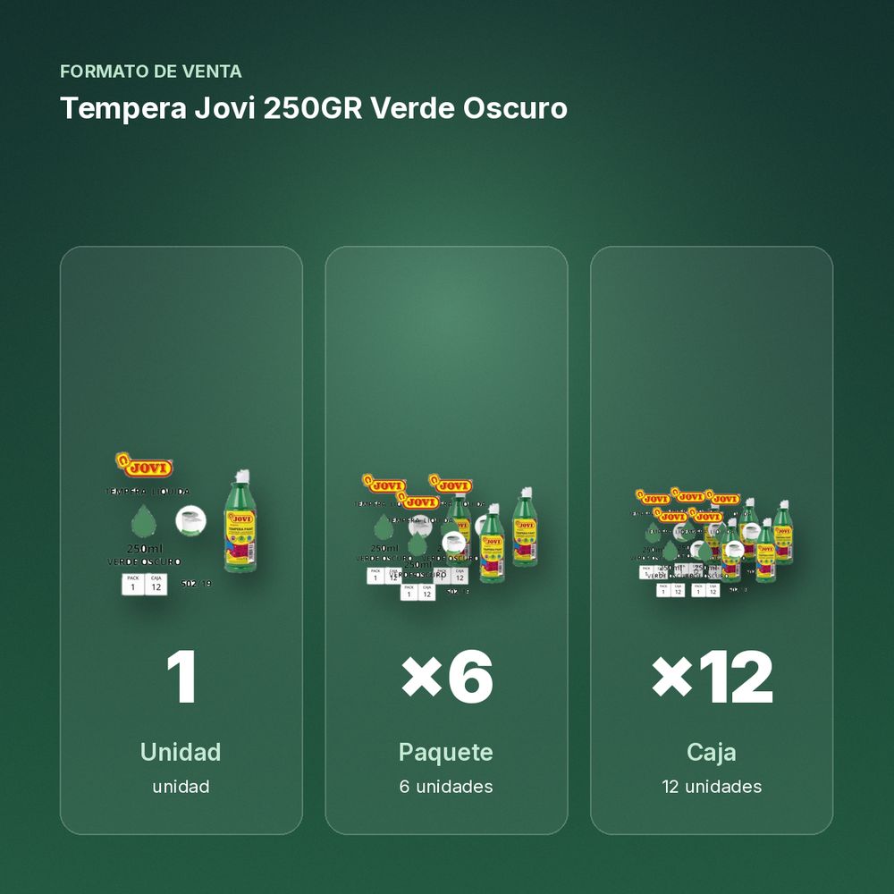 TEMPERA JOVI 250GR VERDE OSCURO  - formato de venta: paquete de 6, caja de 12