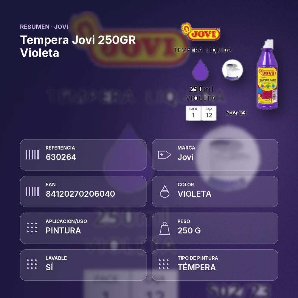 TEMPERA JOVI 250GR VIOLETA  - resumen de atributos