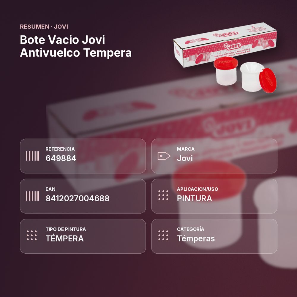 BOTE VACIO JOVI ANTIVUELCO TEMPERA - resumen de atributos