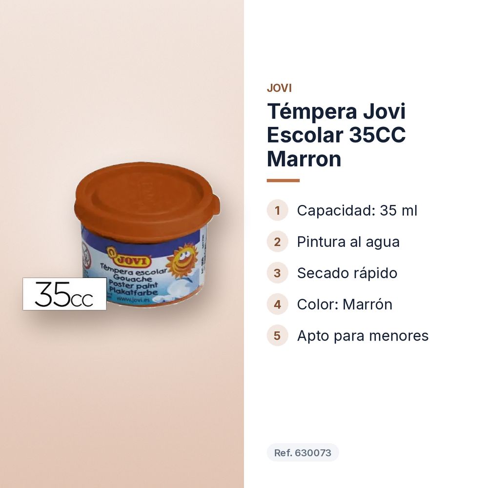 TÉMPERA JOVI ESCOLAR 35CC MARRON - características principales