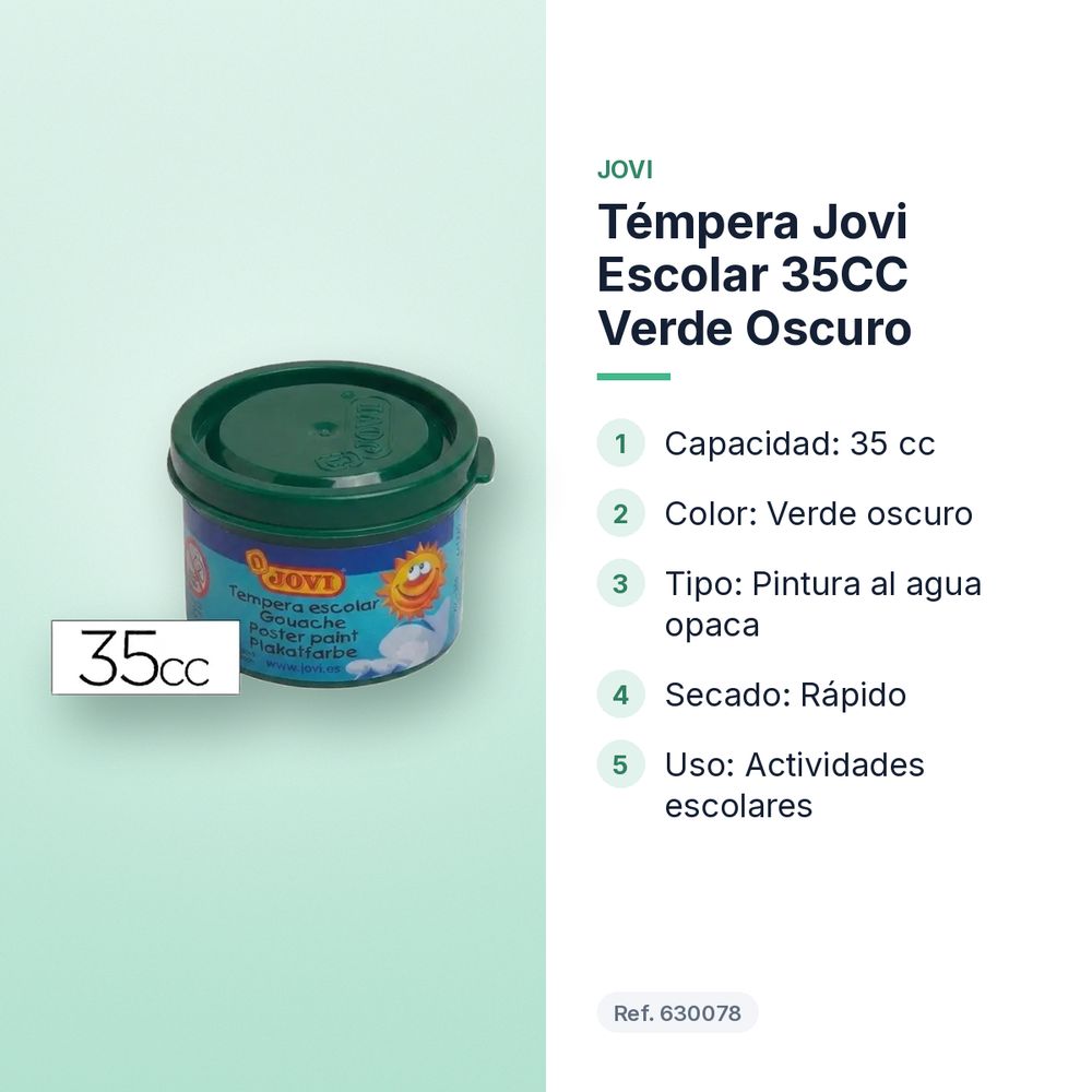 TÉMPERA JOVI ESCOLAR 35CC VERDE OSCURO - características principales
