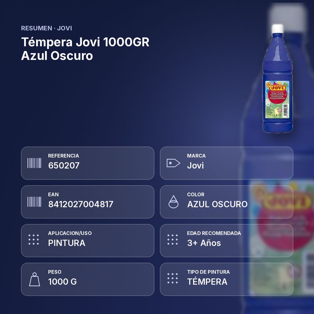 TÉMPERA JOVI 1000GR AZUL OSCURO - resumen de atributos
