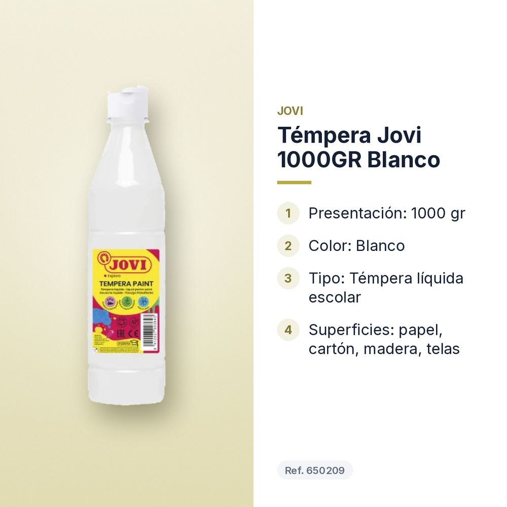 TÉMPERA JOVI 1000GR BLANCO - características principales