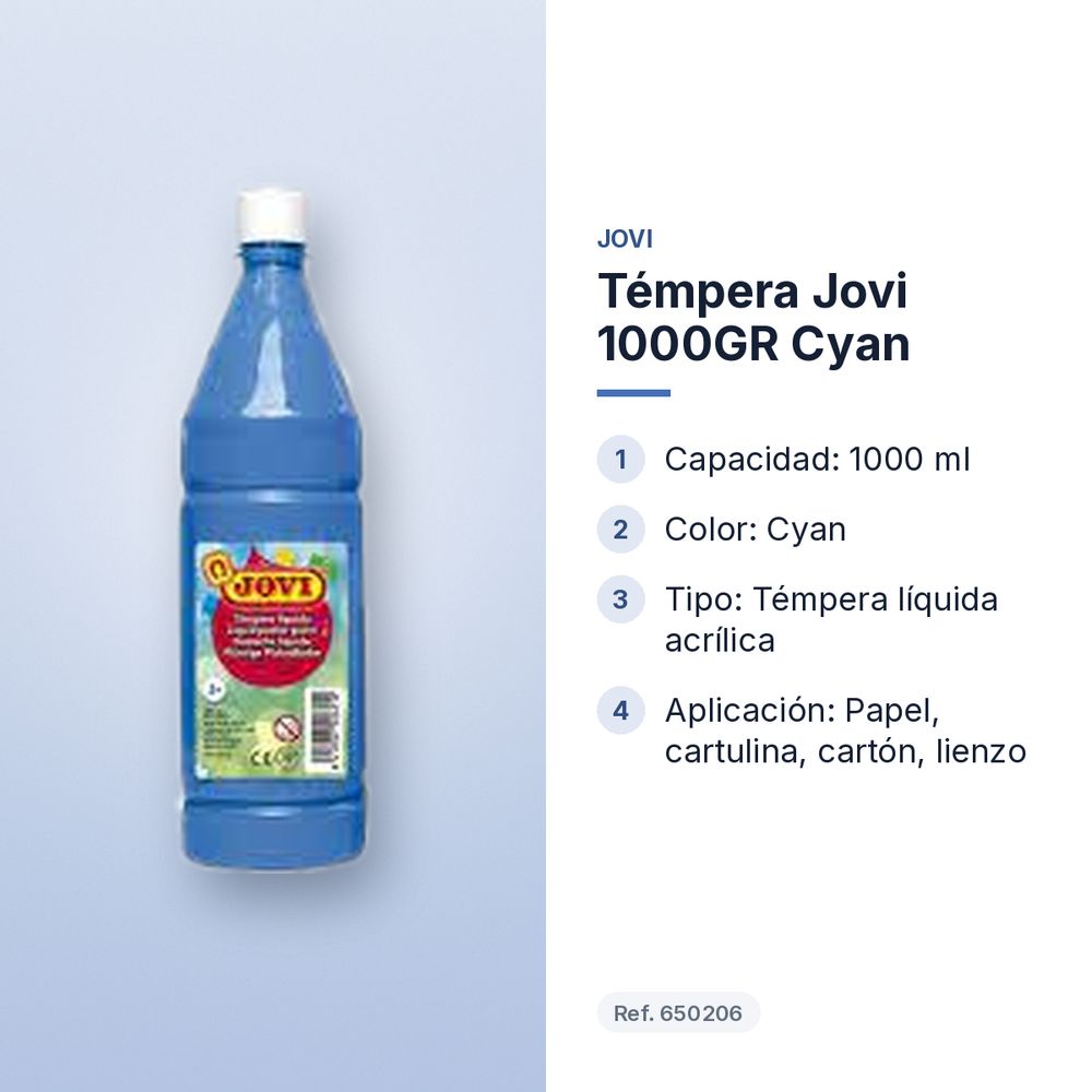TÉMPERA JOVI 1000GR CYAN - características principales