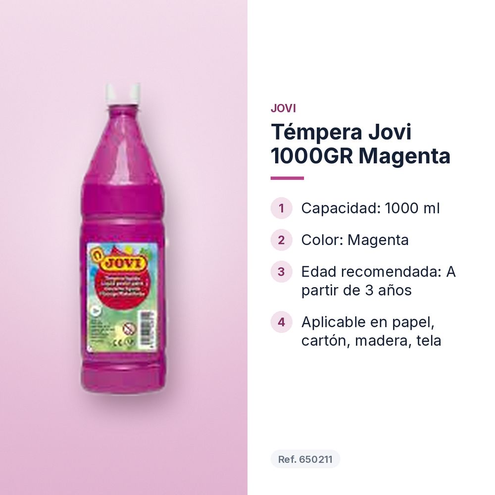 TÉMPERA JOVI 1000GR MAGENTA - características principales