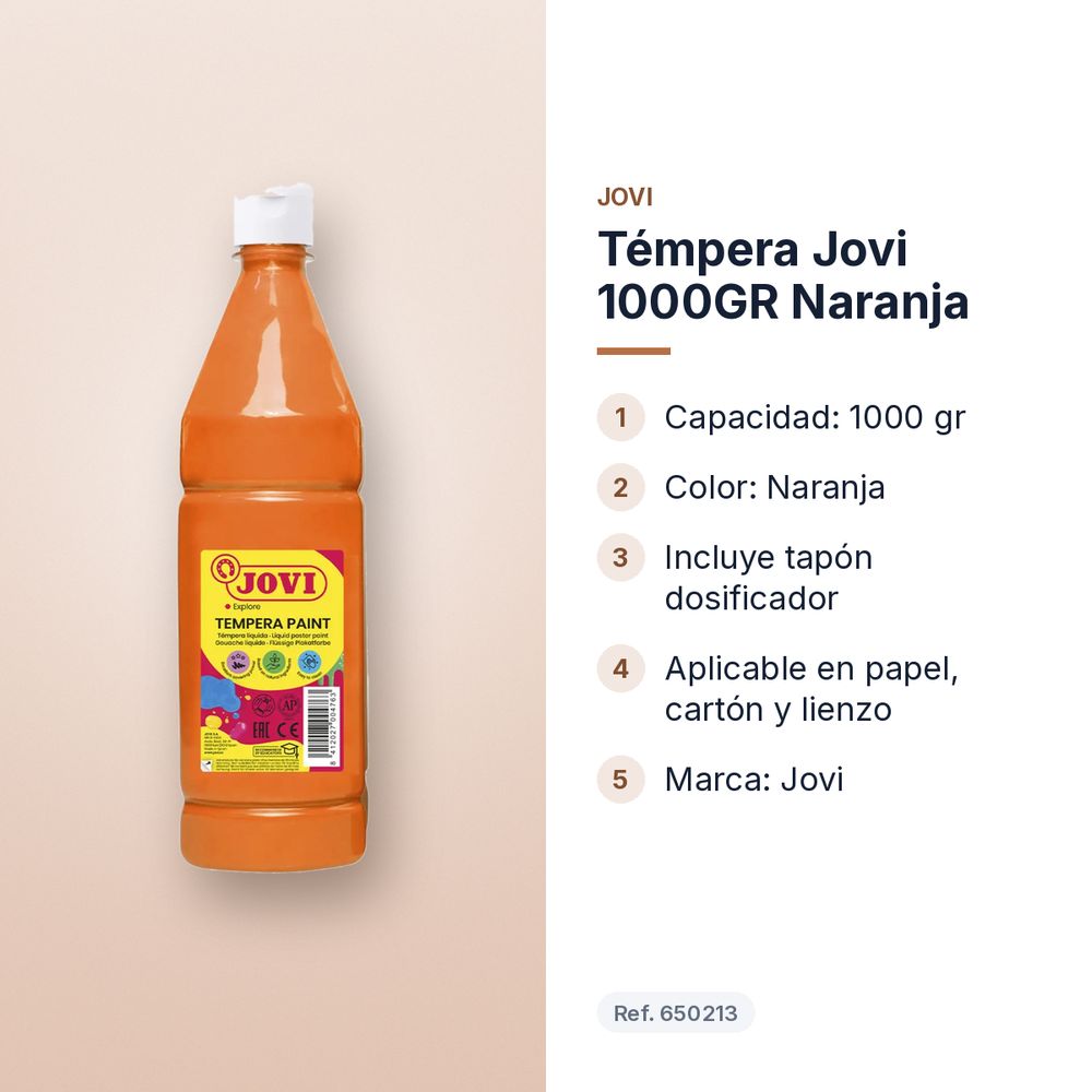TÉMPERA JOVI 1000GR NARANJA - características principales