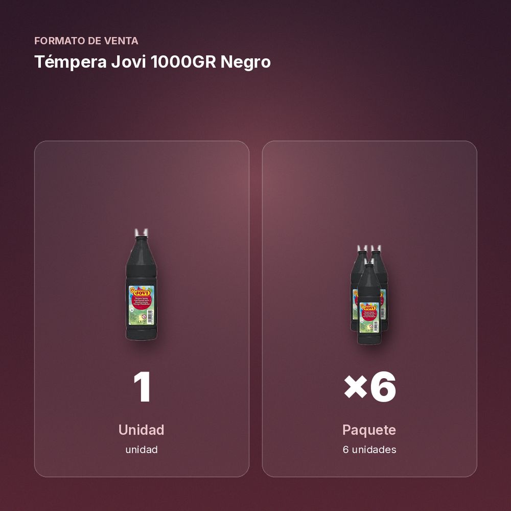 TÉMPERA JOVI 1000GR NEGRO - formato de venta: paquete de 6
