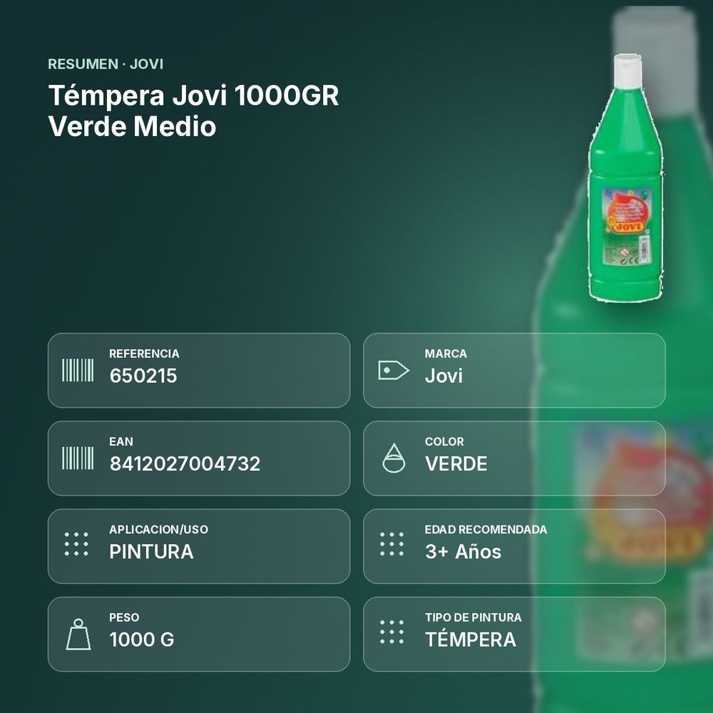 TÉMPERA JOVI 1000GR VERDE MEDIO - resumen de atributos