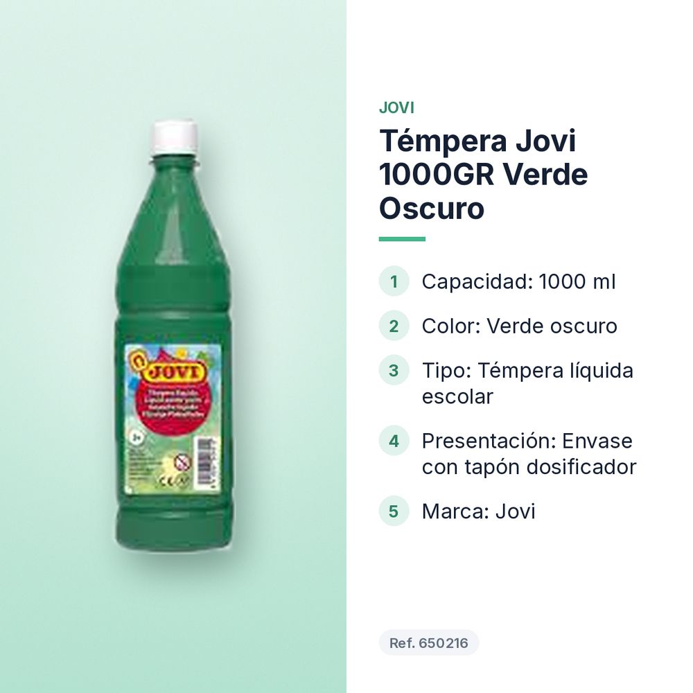 TÉMPERA JOVI 1000GR VERDE OSCURO - características principales
