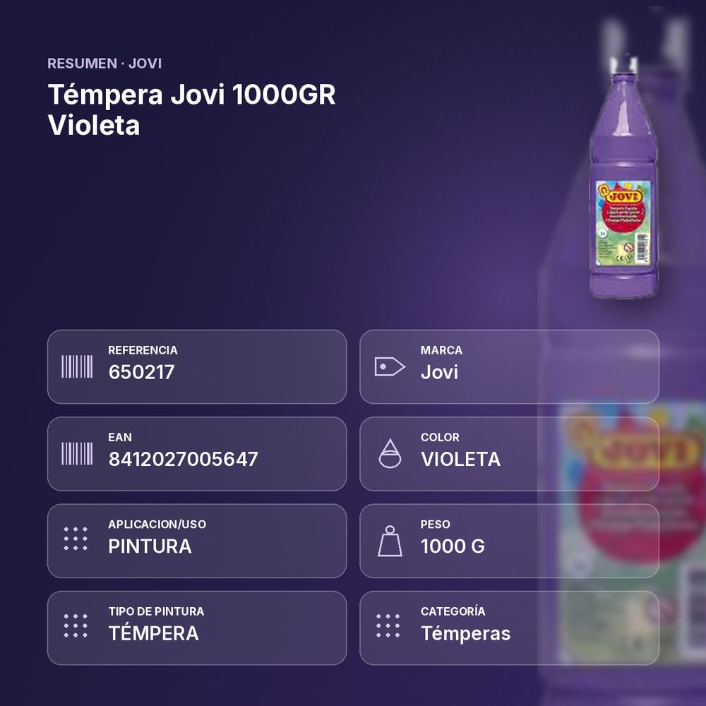 TÉMPERA JOVI 1000GR VIOLETA - resumen de atributos