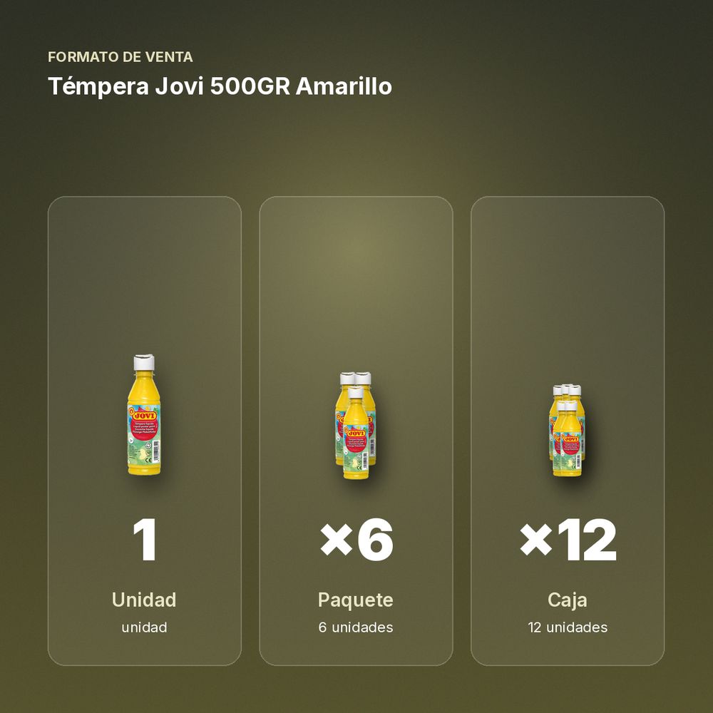 TÉMPERA JOVI 500GR AMARILLO - formato de venta: paquete de 6, caja de 12