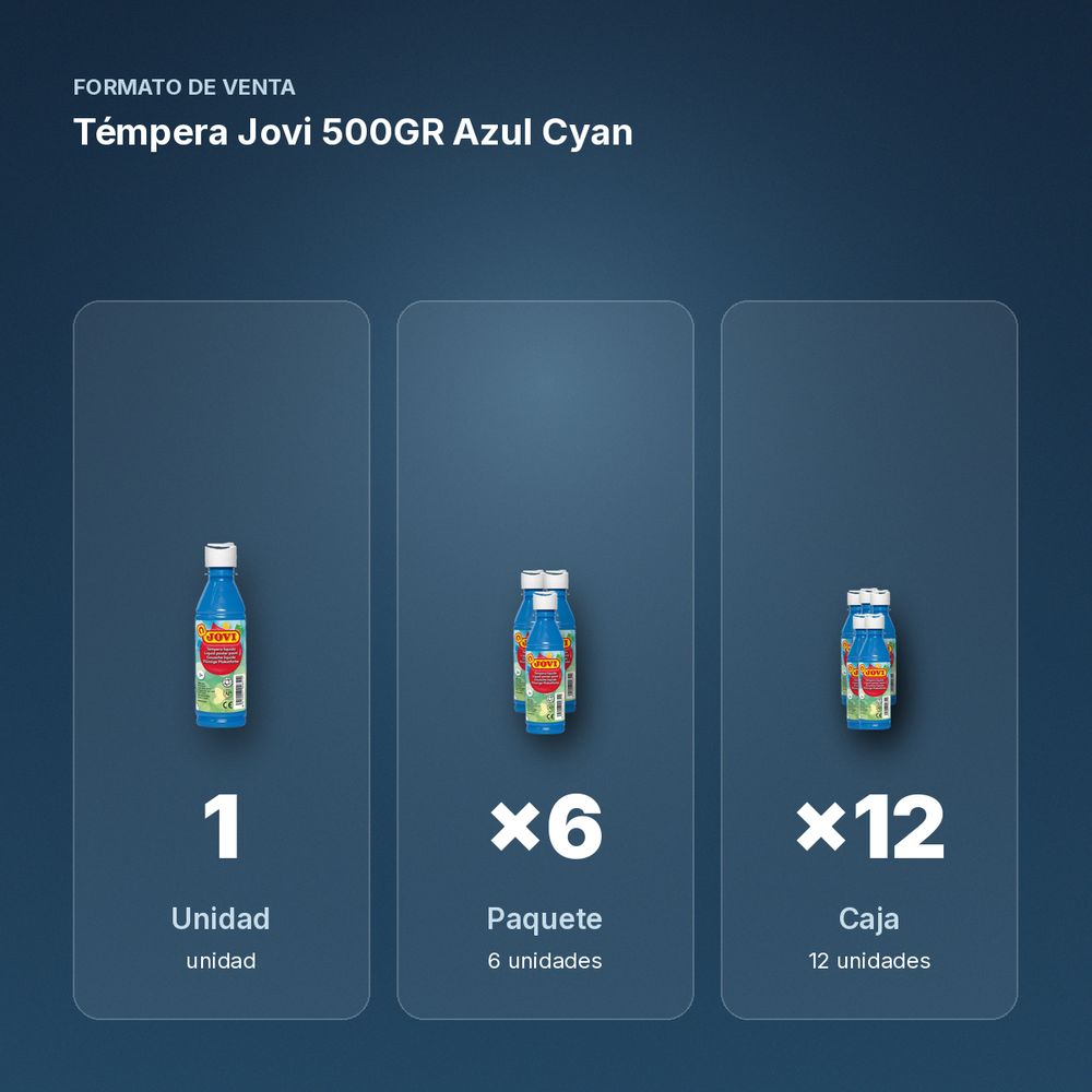 TÉMPERA JOVI 500GR AZUL CYAN - formato de venta: paquete de 6, caja de 12