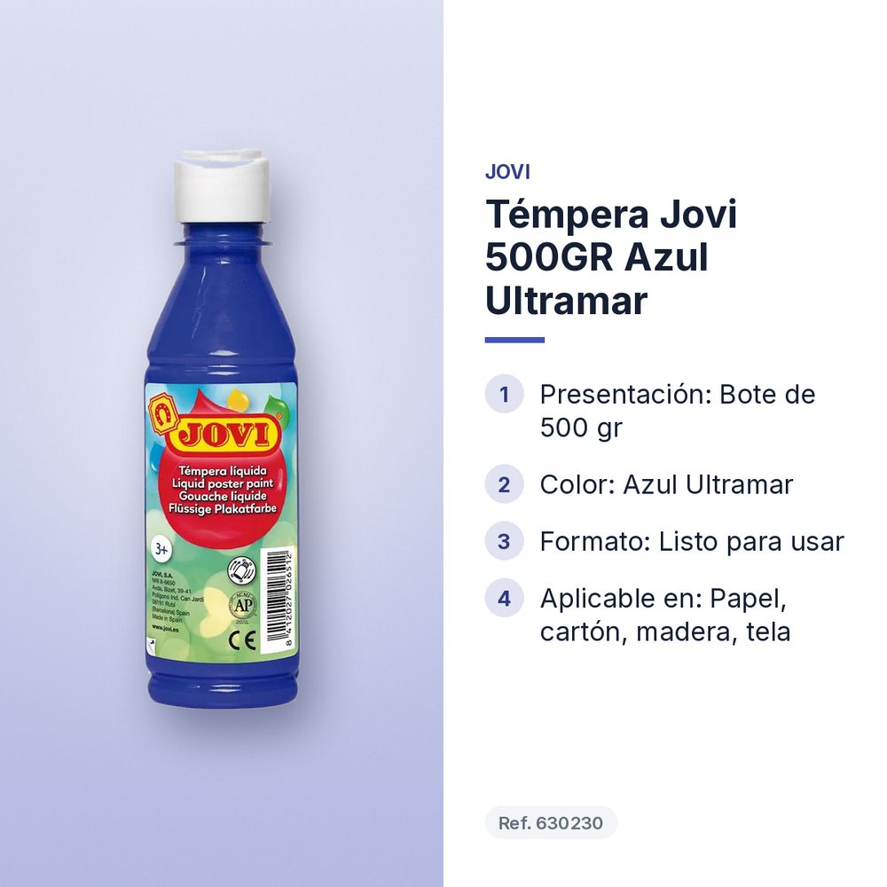 TÉMPERA JOVI 500GR AZUL ULTRAMAR - características principales