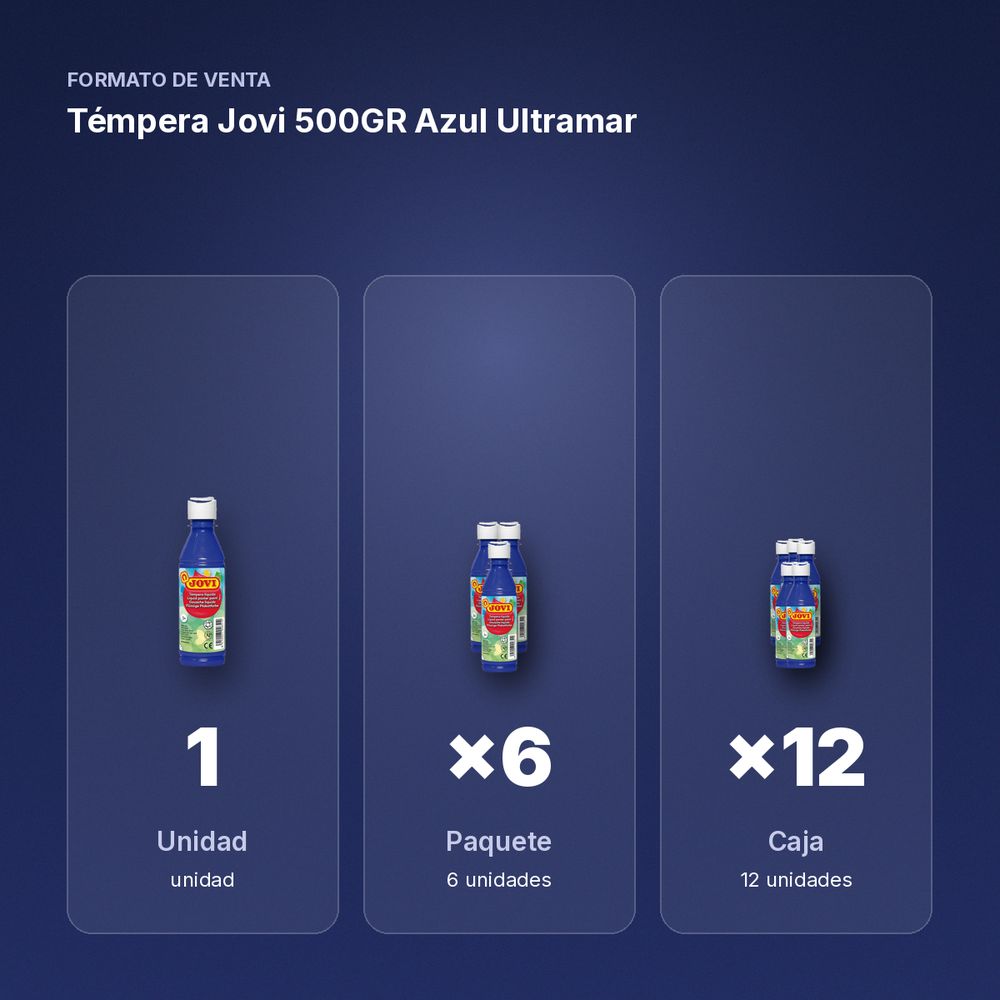 TÉMPERA JOVI 500GR AZUL ULTRAMAR - formato de venta: paquete de 6, caja de 12