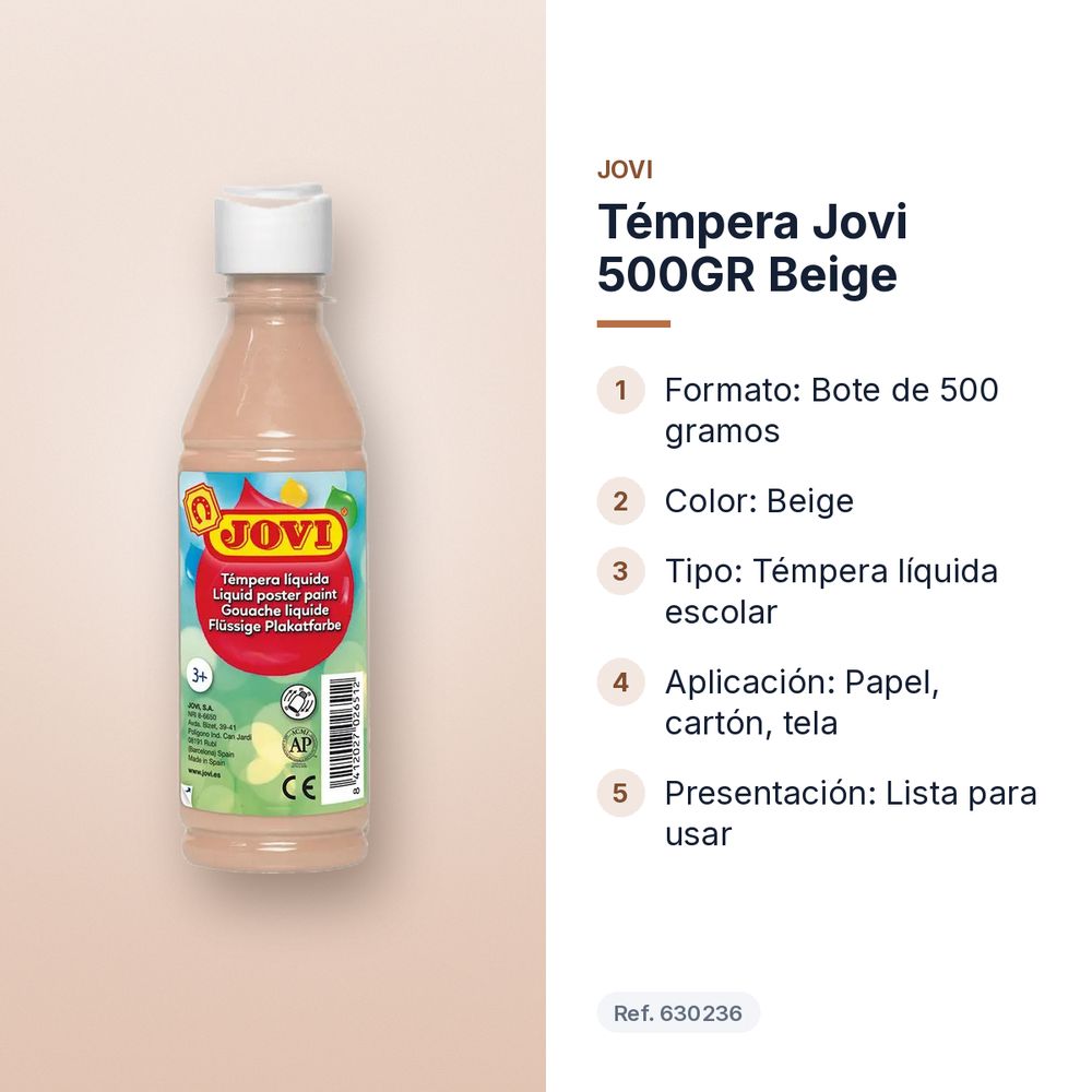 TÉMPERA JOVI 500GR BEIGE - características principales