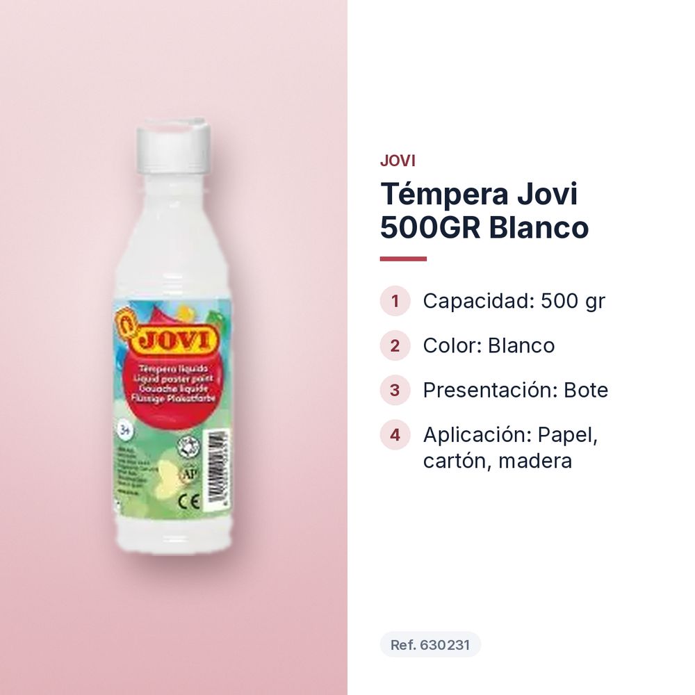 TÉMPERA JOVI 500GR BLANCO - características principales