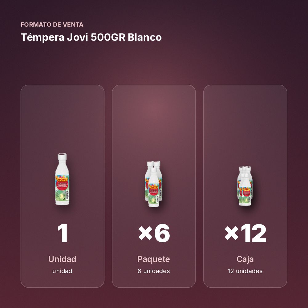 TÉMPERA JOVI 500GR BLANCO - formato de venta: paquete de 6, caja de 12