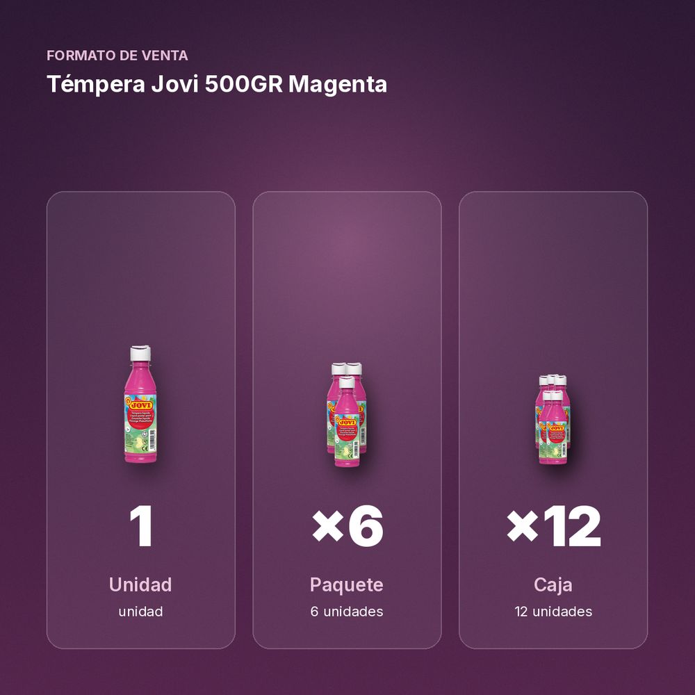 TÉMPERA JOVI 500GR MAGENTA - formato de venta: paquete de 6, caja de 12