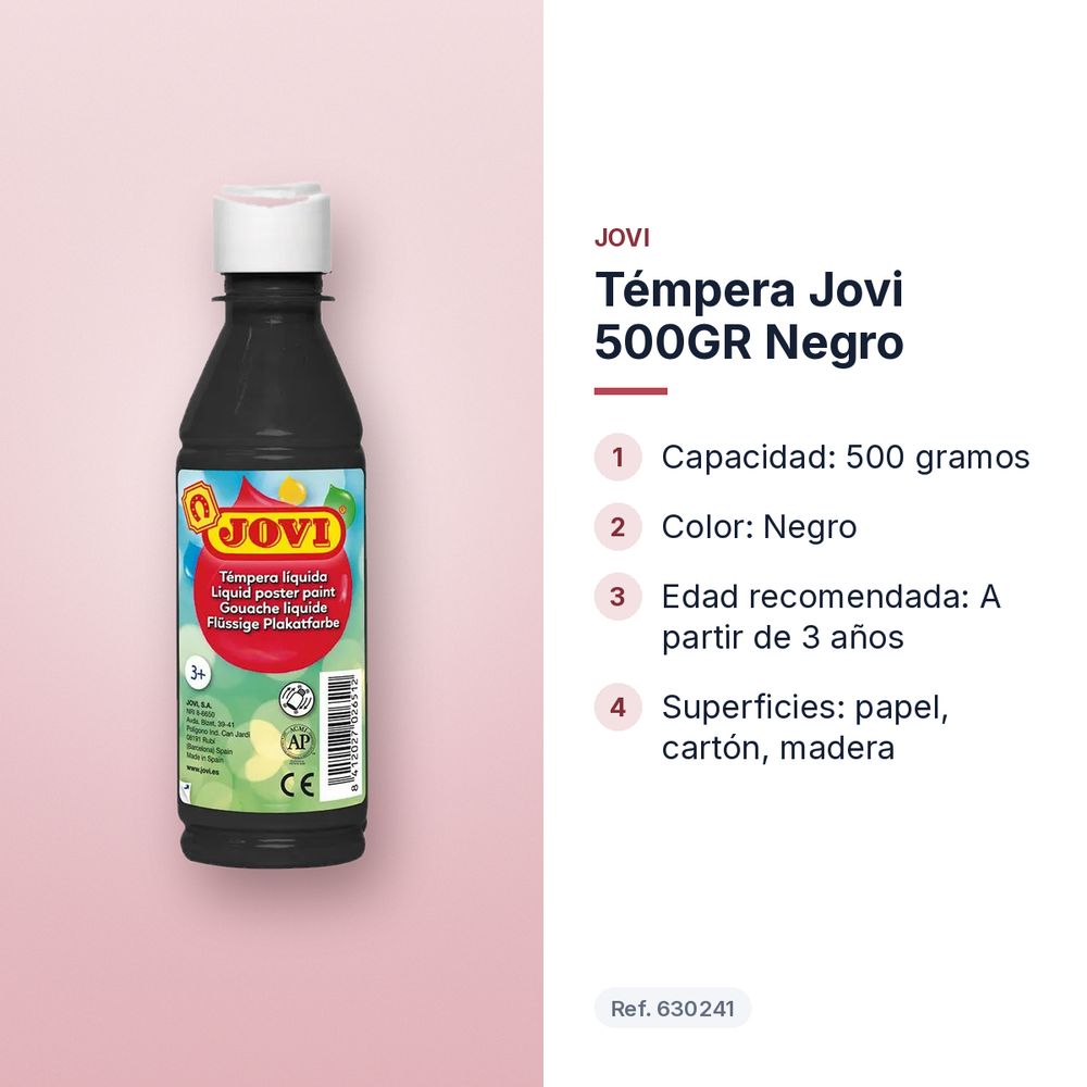 TÉMPERA JOVI 500GR NEGRO - características principales